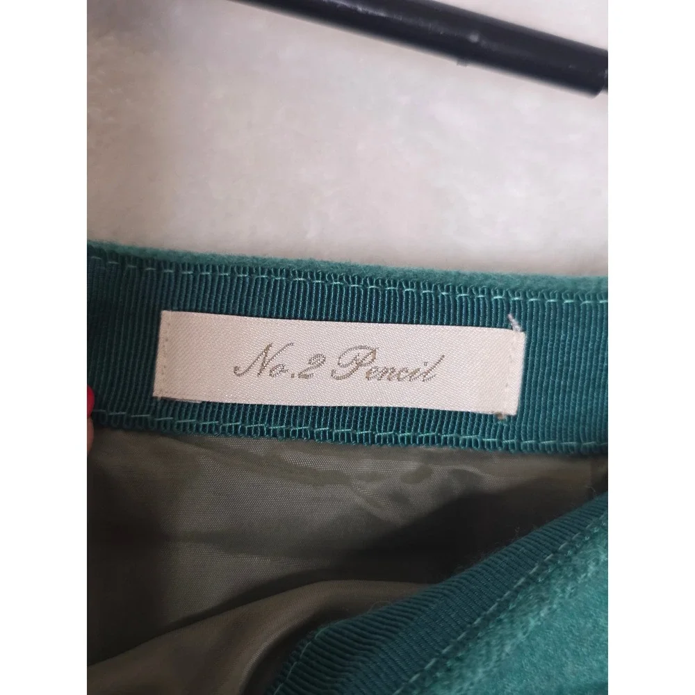 J.Crew No. 2 Pencil Skirt 100% Wool Teal Green Petite 2 Professional Office Wear